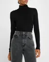 Veronica Beard Mylie Gathered Turtleneck Top In Black