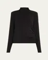 Veronica Beard Mylie Gathered Turtleneck Top In Black