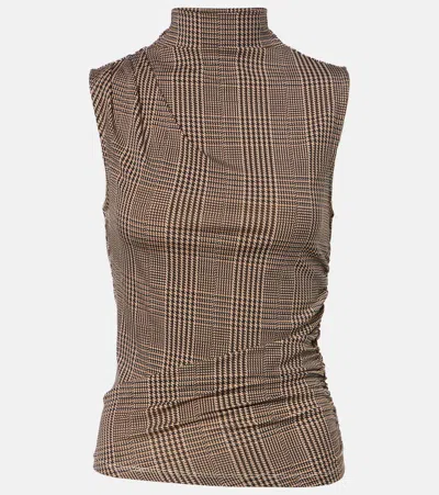 Veronica Beard Mylie Houndstooth Jersey Top In Animal Print