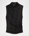Veronica Beard Mylie Lace Mock-neck Tank Top In Black