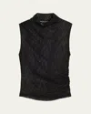 Veronica Beard Mylie Lace Mock-neck Tank Top In Black