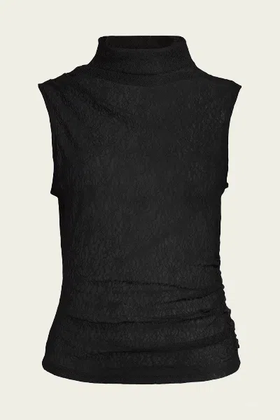 Veronica Beard Mylie Lace Mock-neck Tank Top In Black