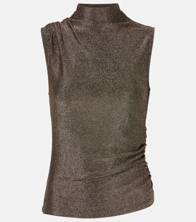 Veronica Beard Mylie Sleeveless Top In Antique Gold Lurex In Brown