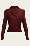Veronica Beard Mylie Long-sleeve Top In Crimson Lurex