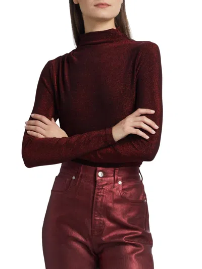 Veronica Beard Mylie Long-sleeve Top In Crimson Lurex In Burgundy
