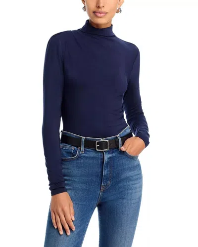 Veronica Beard Mylie Long Sleeve Turtleneck Top In Navy In Gray