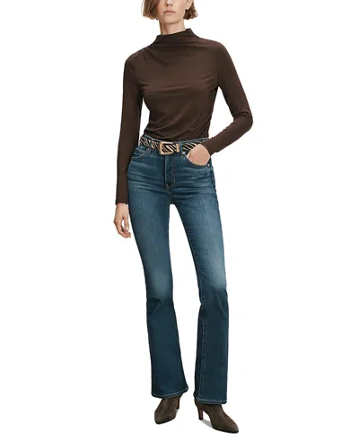Veronica Beard Mylie Mock Neck Long Sleeve Ruched Top In Multi
