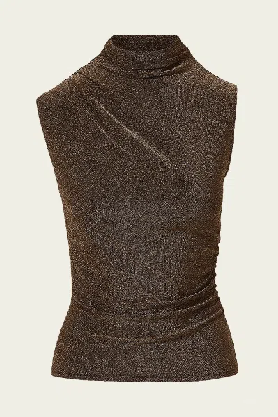 Veronica Beard Mylie Mock-neck Tank Top In Gold In Brown