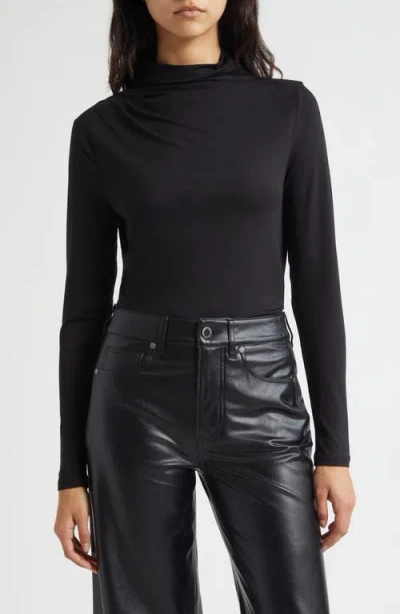 Veronica Beard Mylie Mock Neck Top In Black
