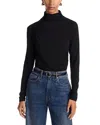Veronica Beard Mylie Gathered Turtleneck Top In Black