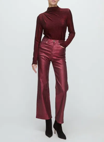 Veronica Beard Mylie Mock Neck Top In Crimson Lurex In Multi