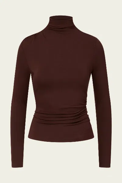 Veronica Beard Mylie Mock-neck Top In Raisin In Brown