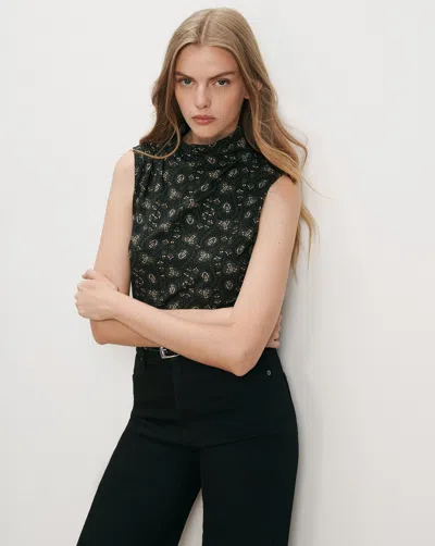 Veronica Beard Mylie Mock-neck Tank Top In Black Multi
