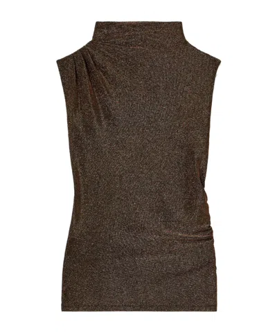 Veronica Beard Mylie Ruched Metallic Knitted Tank In Green