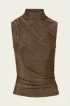 Veronica Beard Mylie Sleeveless Top In Antique Gold Lurex