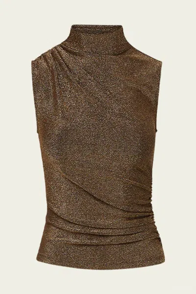 Veronica Beard Mylie Sleeveless Top In Antique Gold Lurex In Brown
