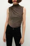 Veronica Beard Mylie Sleeveless Top In Antique Gold Lurex In Multi