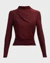 Veronica Beard Mylie Long-sleeve Top In Crimson Lurex In Crimson Lurex