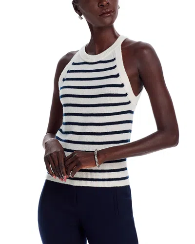 Veronica Beard Myrick Striped Cashmere Sleeveless Top In Ivory/navy