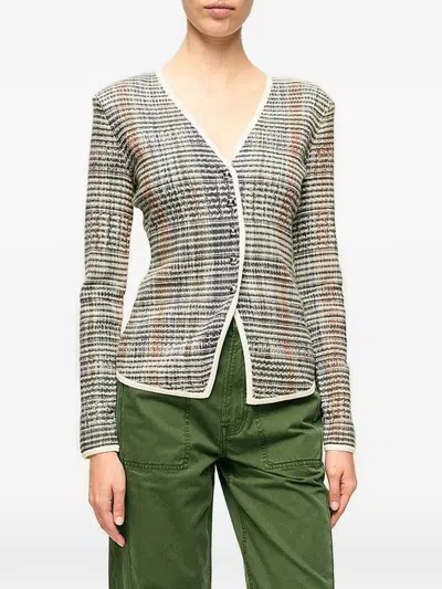 Veronica Beard Nadialine V-neck Jacket In Multi