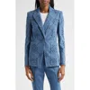Veronica Beard Naira Single-button Eyelet Denim Jacket In Sea Glare