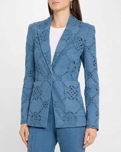 Veronica Beard Naira Jacket In Sea Glare In Blue