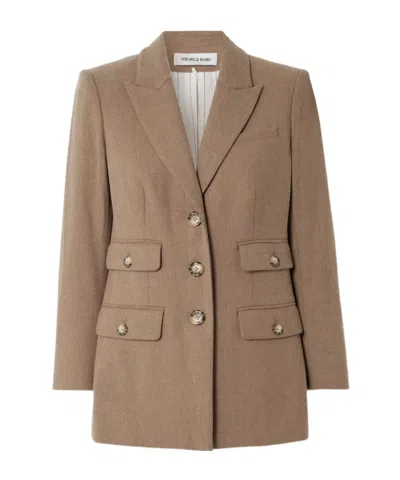 Veronica Beard Nalani Dickey Brushed-twill Blazer In Brown