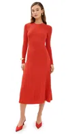 Veronica Beard Nami Knit Midi Dress In Poppy