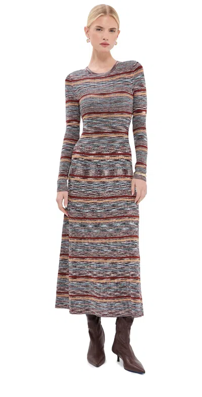 Veronica Beard Nami Knit Dress Rust Multi