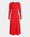 Veronica Beard Nami Knit Midi Dress In Poppy