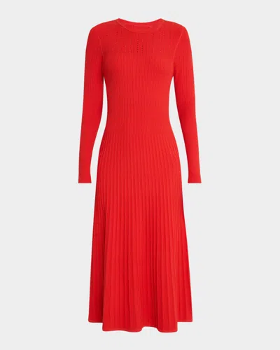 Veronica Beard Nami Knit Midi Dress In Poppy