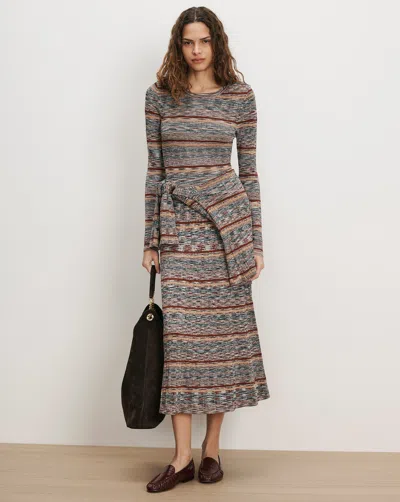 Veronica Beard Nami Knit Midi Dress In Rust Multi