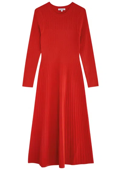 Veronica Beard Nami Ribbed-knit Maxi Dress In Red