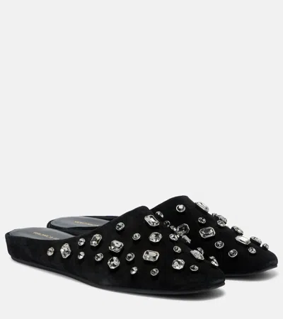 Veronica Beard Narcisa Crystal-embellished Suede Mules In Animal Print