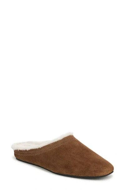 Veronica Beard Narcisa Genuine Shearling Flat Mule In Nude