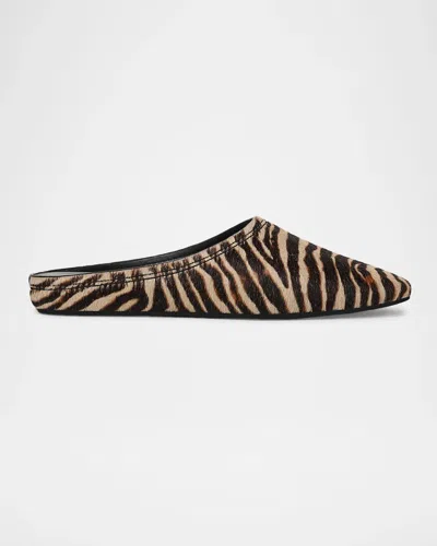 Veronica Beard Narcisa Zebra Calf Hair Mules In Ziger Brow