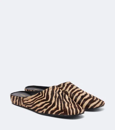 Veronica Beard Narcisa Zebra-print Calf Hair Mules In Red