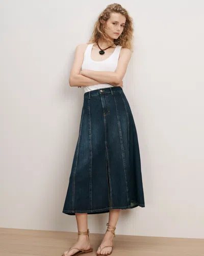 Veronica Beard Nasreen Denim Midi Skirt In Heart Breaker