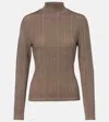 Veronica Beard Nate Houndstooth Mock-neck Top In Brown