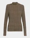 Veronica Beard Nate Houndstooth Mock-neck Top In Brown