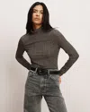Veronica Beard Nate Plaid Mock Neck Long Sleeve Top In Gray