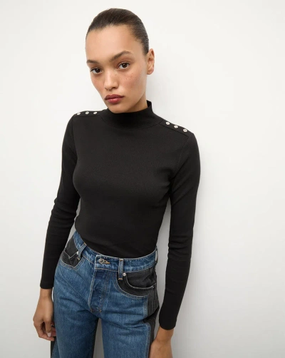Veronica Beard Nate Top With Buttons In Black