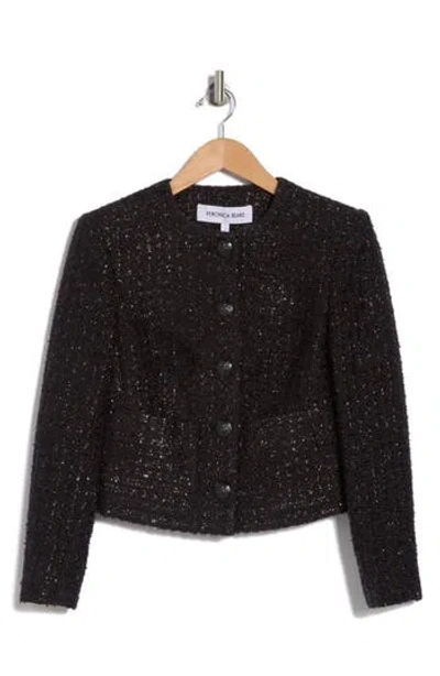 Veronica Beard Nathan Shimmer Tweed Jacket In Black