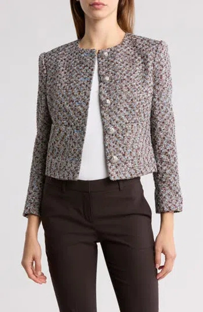Veronica Beard Nathan Shimmer Tweed Jacket In Silver Multi