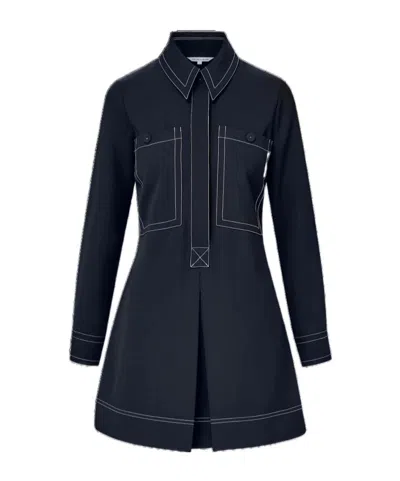 Veronica Beard Navy Collared A-line Dress In Blue