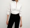 Veronica Beard Naya Tuxedo Style Top In White In White