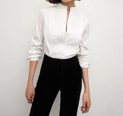 Veronica Beard Naya Tuxedo Style Top In White