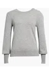Veronica Beard Nelia Button Accent Cashmere Sweater In Grey