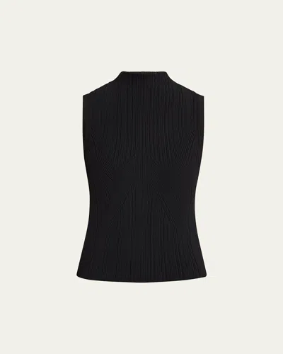 Veronica Beard Nellie Ribbed Shell In Black