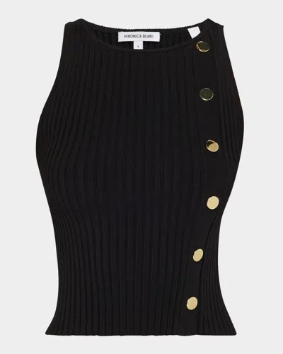Veronica Beard Nelson Buttoned Tank Top In Black